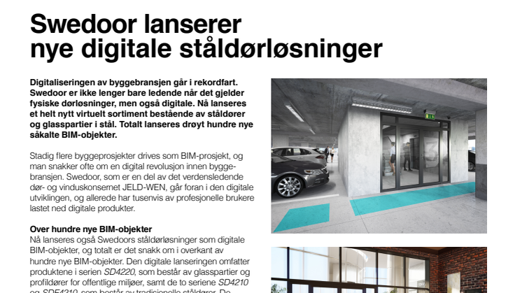 Swedoor lanserer nye digitale ståldørløsninger