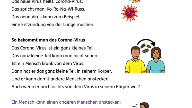 Leichte Sprache: Aktualisierte und ergänzte Infos zum Coronavirus