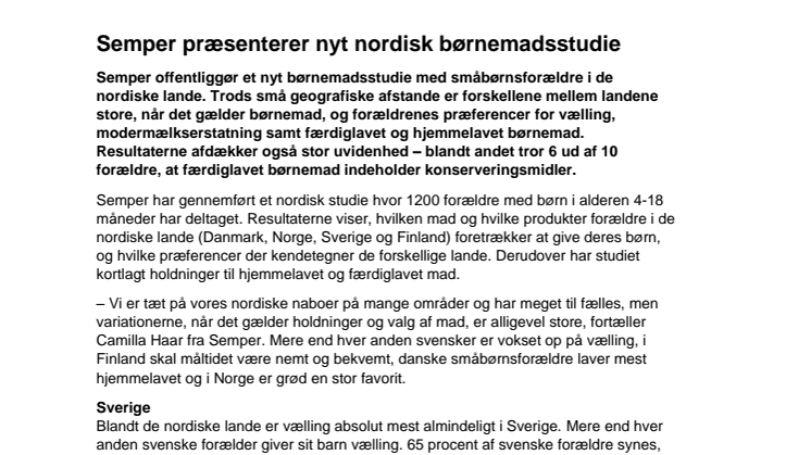 Semper præsenterer nyt nordisk børnemadsstudie