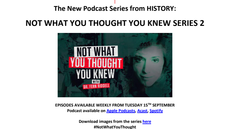PERSBERICHT | New Podcast Series from HISTORY