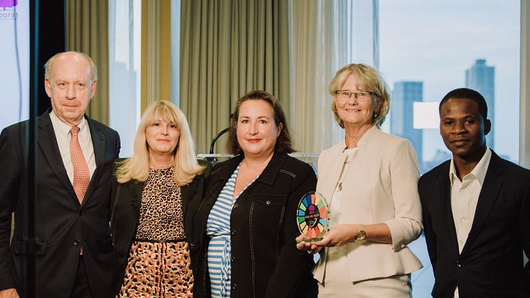  From the left: Serge Christiane Minister of the EU delegation in UN, Cristina Lunghi Founder of Arbours, Agnes Genevois, Eva Bergenheim Holmberg, Nyanyui Silidin (Camfil)