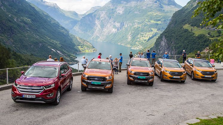 Med nye Ford Edge og Ford Ranger i Geiranger under den internasjonale presselanseringen av disse modellene