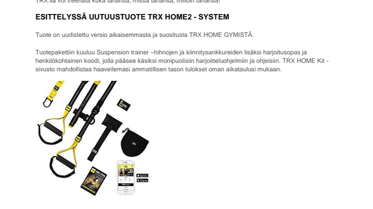 ​TRX Suspension Trainingin uusimmat uutiset!