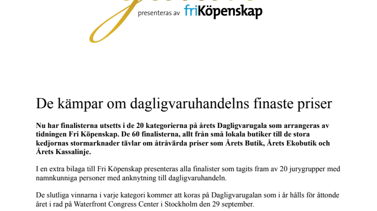 Här är finalisterna till Dagligvarugalan 2016