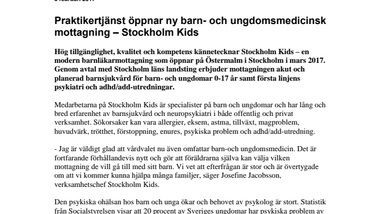 Praktikertjänst öppnar ny barn- och ungdomsmedicinsk mottagning – Stockholm Kids