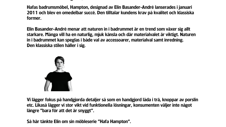 Hafas succédesigner, Elin Basander-André!