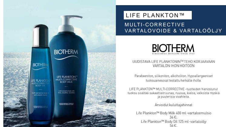 BIOTHERM—UUDISTAVA LIFE PLANKTON™ MULTI-CORRECTIVE VARTALOVOIDE & VARTALOÖLJY