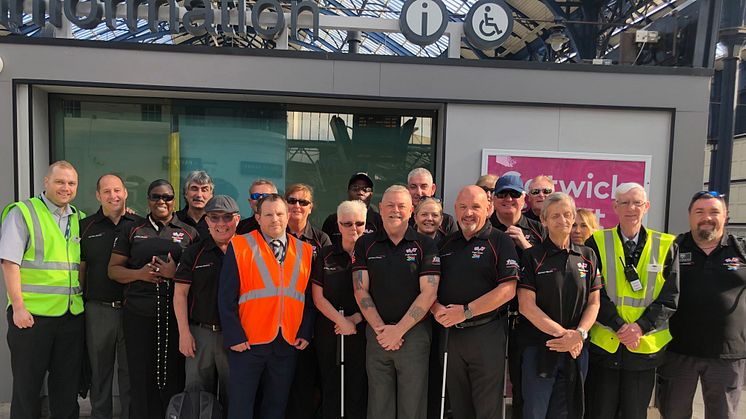 Blind Veterans UK visit Brighton with Station Manager Daniel Sands (in orange hi-viz) 