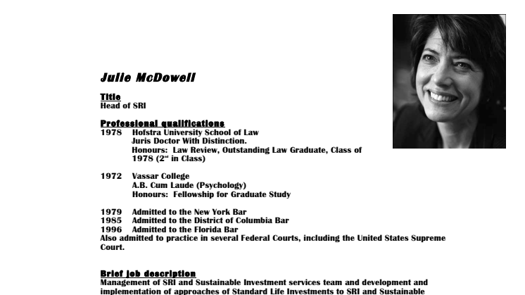 CV Julie McDowell