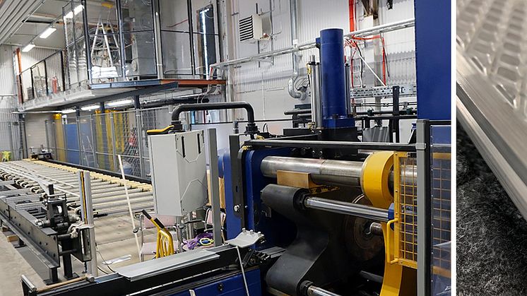 Left: test extrusion press line at Hydro's new R&D facility in Finspång. Right: 3D-iExtruded energy application by Reliefed.