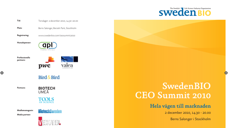 SwedenBIO CEO Summit 2010