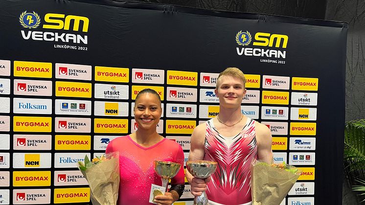 David Rumbutis och Marcela Torres är svenska mästare i artistisk gymnastik 2022