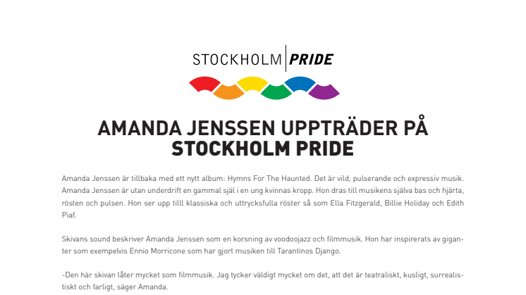 Amanda Jenssen uppträder på Stockholm Pride