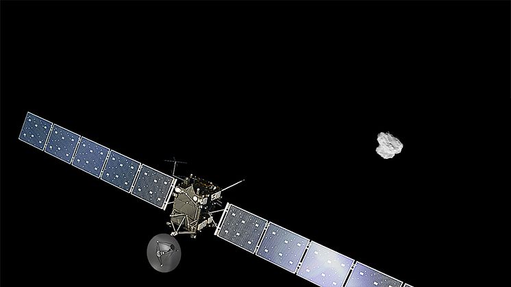 Rymdsonden Rosetta närmar sig kometen. Bild: ESA/ATG medialab/Rosetta/NavCam
