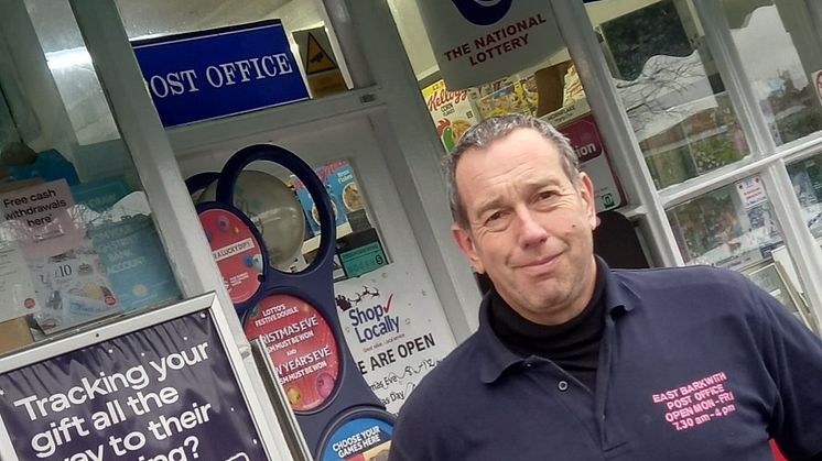 Postmaster David Ward outside East Barkwith Post Office