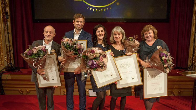 Vinnarna Bosse Lindquist, Niklas Orrenius, Negra Efendić, Karin Thunberg och Helena Bengtsson