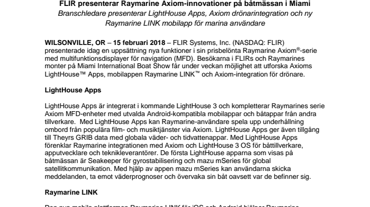 Raymarine: FLIR presenterar Raymarine Axiom-innovationer på båtmässan i Miami
