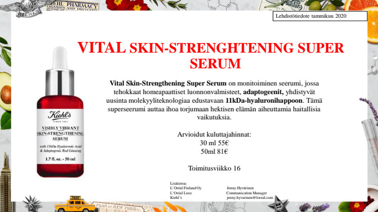Kiehl's Vital Skin-Strenghtening Super Serum -lehdistötiedote