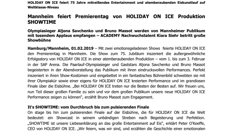 Mannheim feiert Premierentag von HOLIDAY ON ICE Produktion SHOWTIME