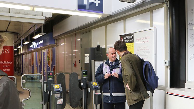 Customer Service Host Jose Lopez-Seone working at the Gatwick Express portal, Victoria station