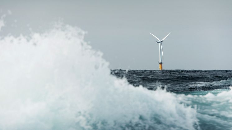 Schwimmendes Windrad in der Nähe der norwegischen Insel Karmøy