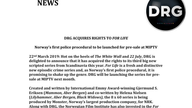 ​DRG acquires rights to For Life