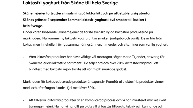 Laktosfri yoghurt från Skåne till hela Sverige