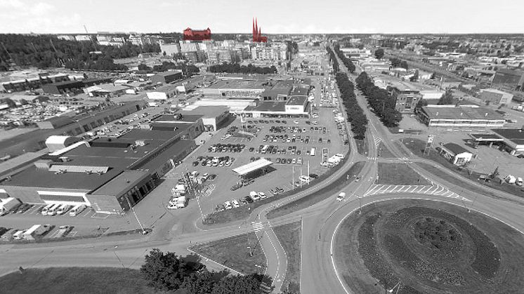 Skiss över volymstudie i Uppsala. Ritad av Dreem Arkitekter.