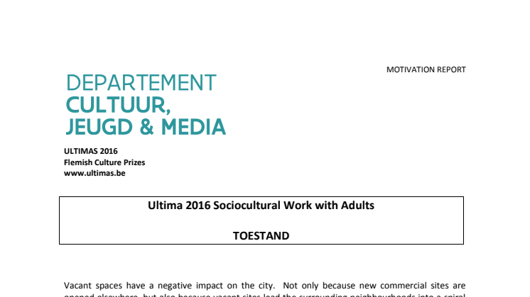 motivation report Ultima 2016 sociocultural work with adults