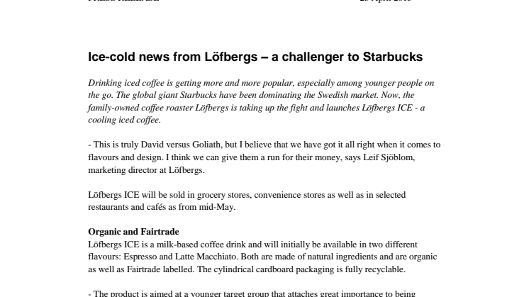 Ice-cold news from Löfbergs – a challenger to Starbucks