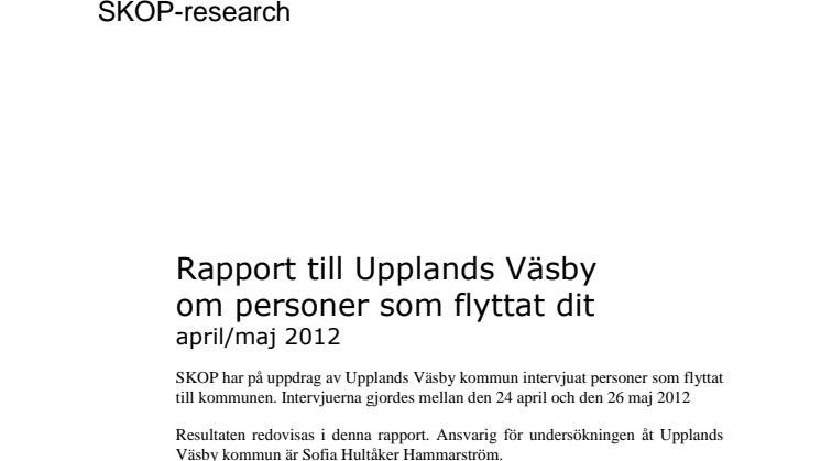 Därför flyttar man till Väsby! Hela rapporten 2012.