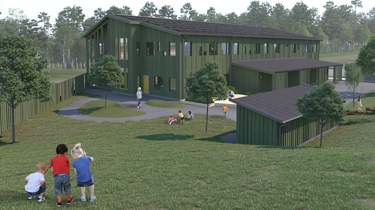 Nu startar bygget av en helt ny förskola på Stockfallet. Bild: Sweco