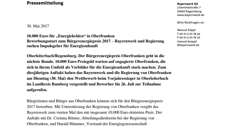 10.000 Euro für "Energiehelden" in Oberfranken