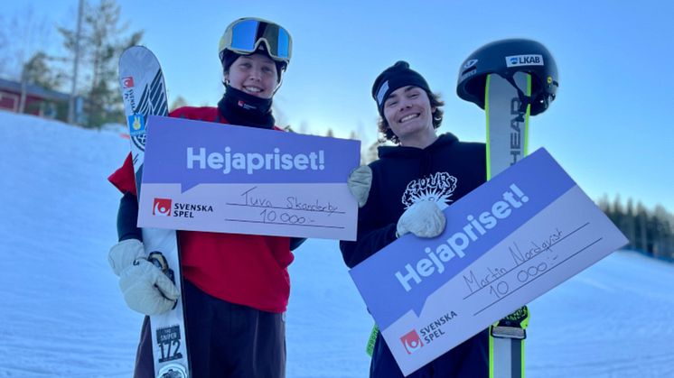 Tuva Skanderby och Martin Nordqvist vann Swedish Slopestyle Tour i Järvsö. Foto: Max Månsson.