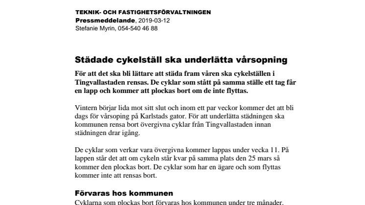 Städade cykelställ ska underlätta vårsopning