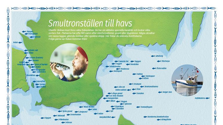 Fiskeplatserna runt Skånes kuster har fått namn efter bottenformationer, men också bomber och sjunkna skepp.