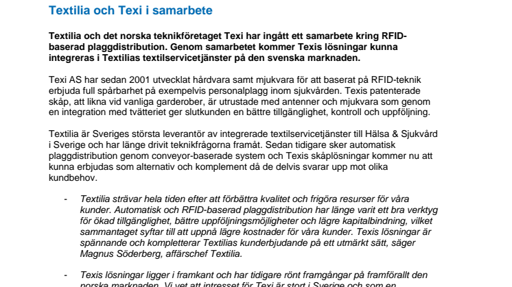 Textilia och Texi i samarbete