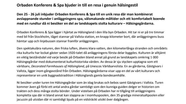 Orbaden Konferens & Spa bjuder in till en resa i genuin hälsingestil