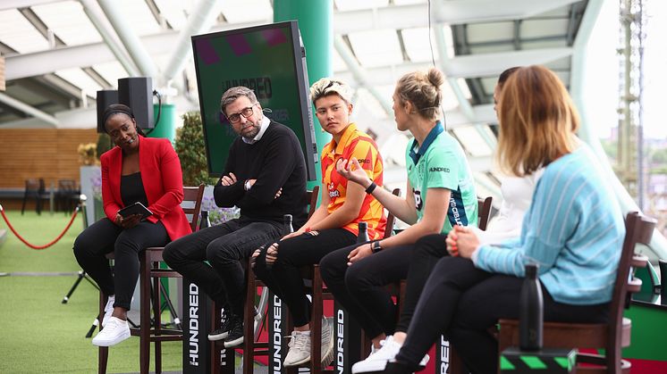 From L-R: Jeanette Kwakye, Mark Chapman, Issy Wong, Georgia Adams, Sam Quek, Helen Falkus. Photo: Getty Images