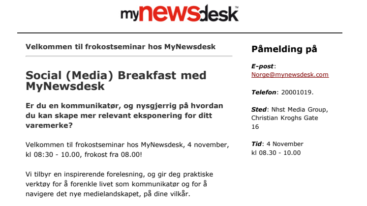 Social (Media) Breakfast med MyNewsdesk