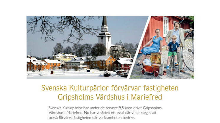 Svenska Kulturpärlor förvärvar fastigheten Gripsholms Värdshus i Mariefred