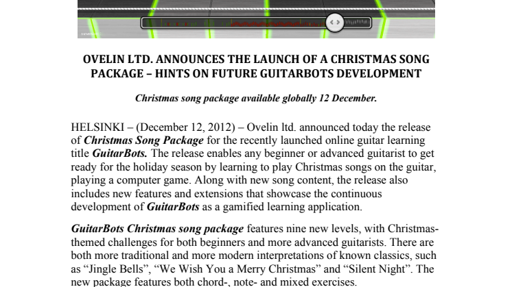 Ovelin releases GuitarBots Christmas Song Package