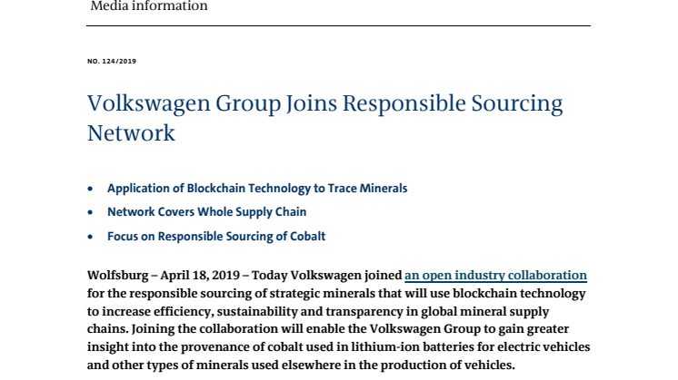 Volkswagen Group Joins Responsible Sourcing Network