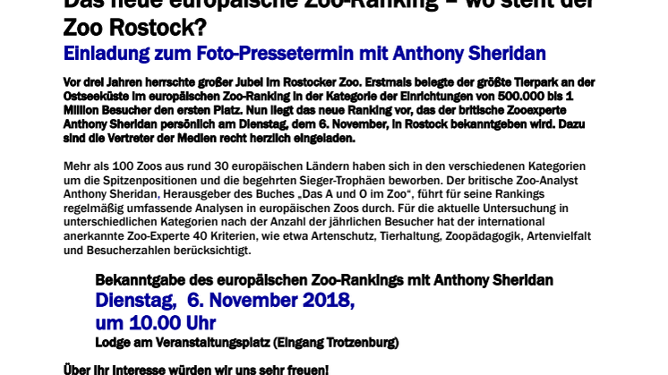 Das neue europäische Zoo-Ranking – wo steht der Zoo Rostock?