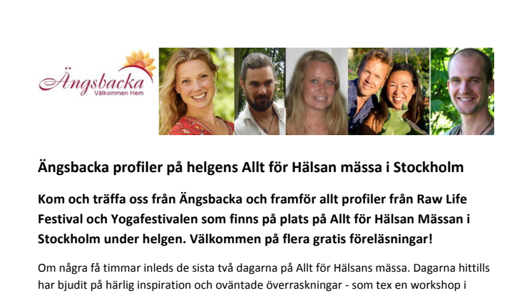 Ängsbacka profiler på helgens Allt för Hälsan mässa i Stockholm