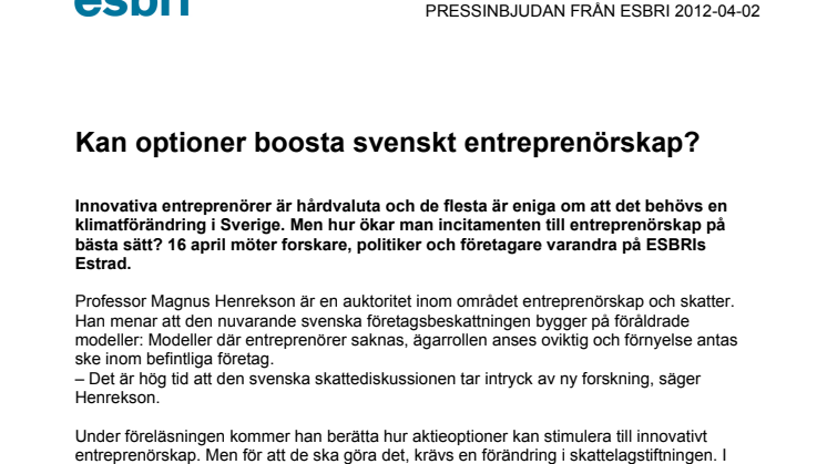 Kan optioner boosta svenskt entreprenörskap?