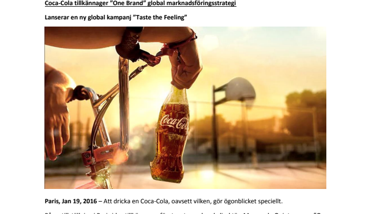 Coca-Cola tillkännager ”One Brand” global marknadsföringsstrategi