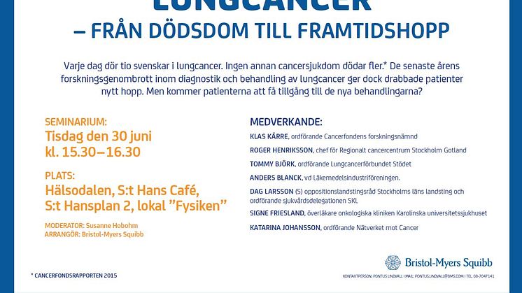 Almedalen 2015: Lungcancer - från dödsdom till framtidshopp 