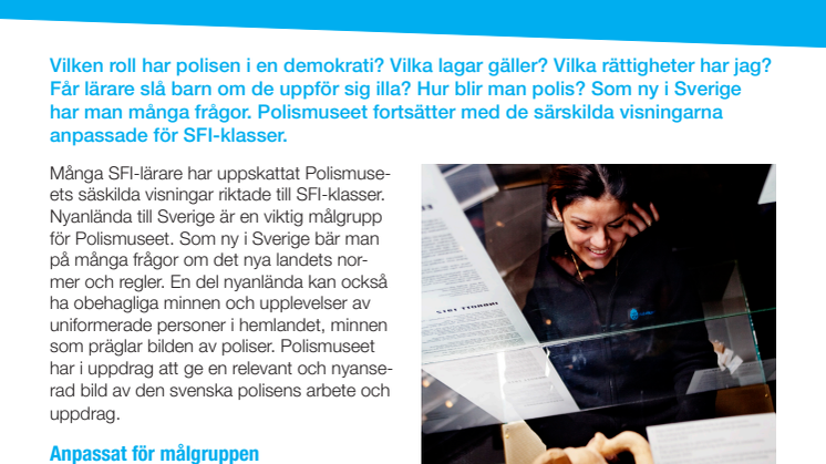 Gratis visningar om svensk polis och demokrati för SFI-klasser på Polismuseet