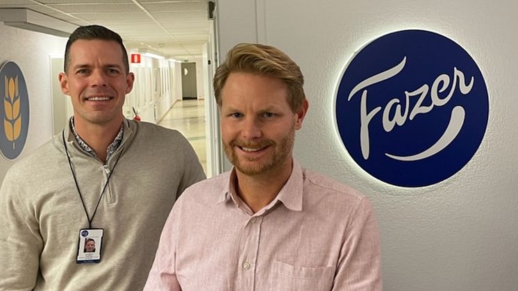 Andreas Lundgren, supply Chain Director på Fazer Mills, Andreas Ulinder, produktutvecklingschef på Fazer Bageri berättar om verksamheten. Fazer ursprungsmärker med Från Sverige.